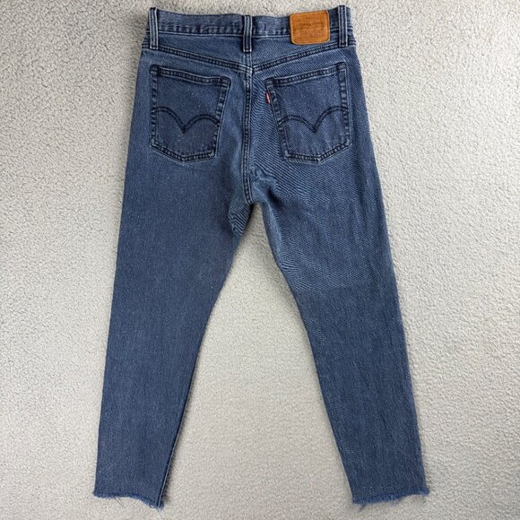 Levis Jeans Women 28 Blue Wedgie Raw Hem Stonewash High Rise Slim Straight Denim - Picture 3 of 11